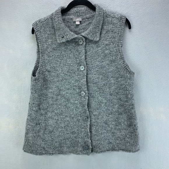J. Jill Sweaters - J Jill Sweater Womens Large Gray Vest Button Up Wool Alpaca Blend Sleeveless